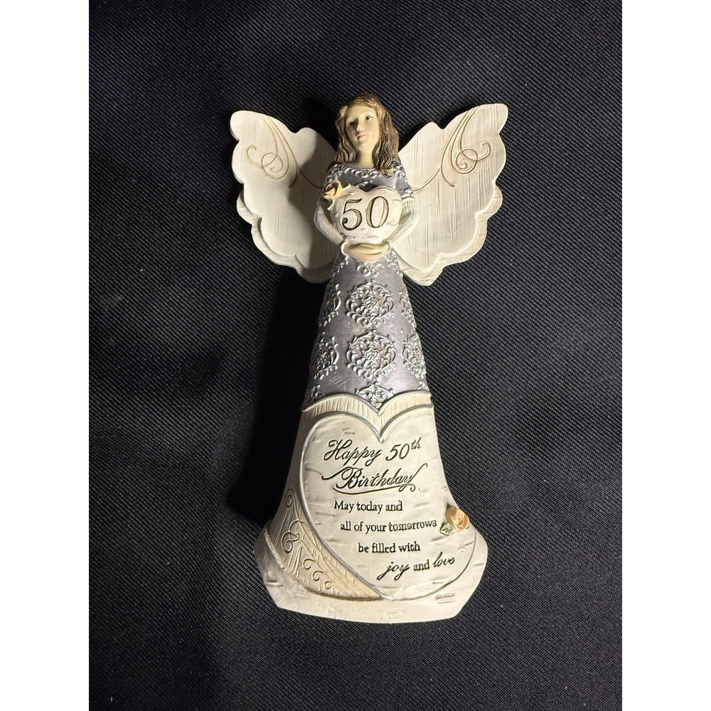 Pavilion Elements 50th Birthday Angel Figurine, 6", Joy & Love, Gift 82414